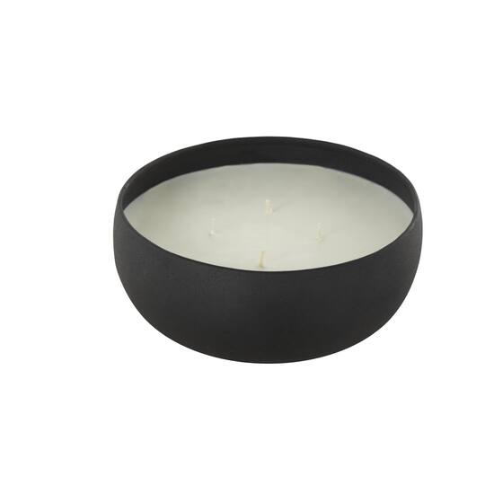 7" Black 4-Wick Metal Eucalyptus Spa Scented & Textured Candle with White Wax